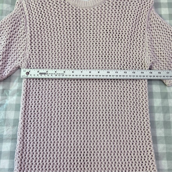 Tna crochet sweater cotton powder pink 2XS short sleeves round neck summer knit - Picture 7 of 12